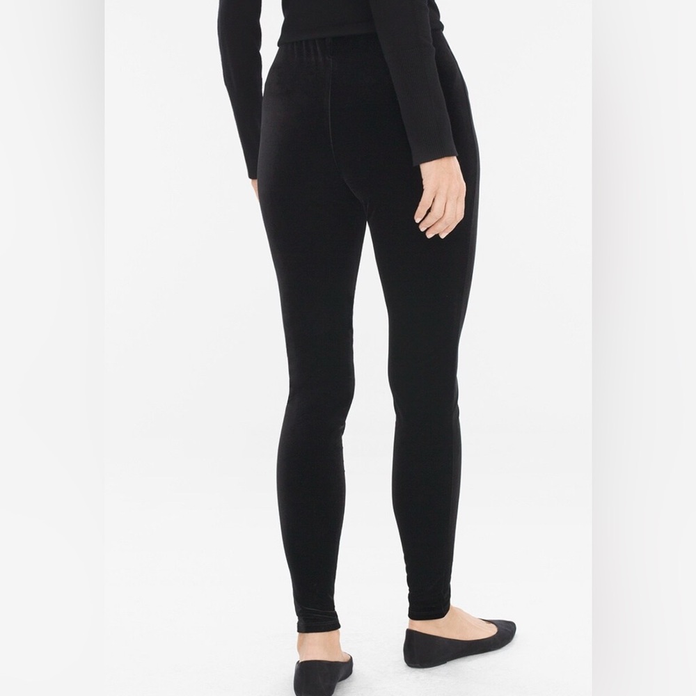 CHICO’S Knit Pull-On Black Velvet Leggings - Picture 3 of 11